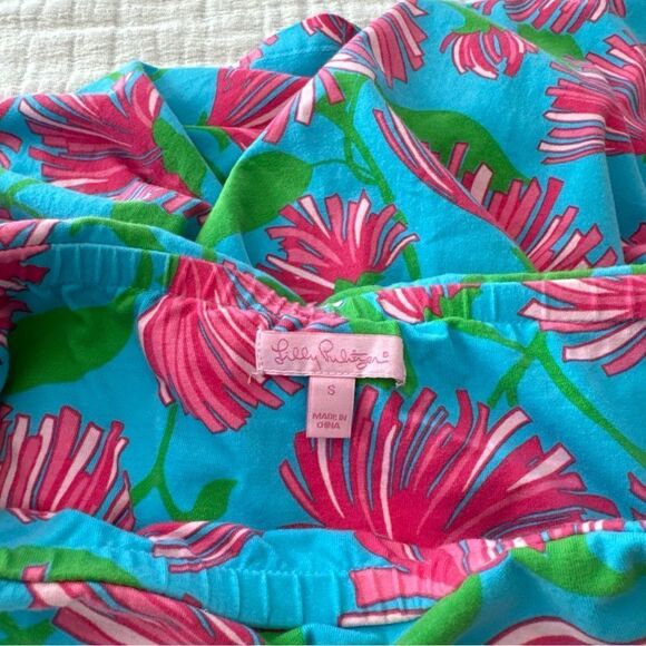 Lily Pulitzer Petula Blue Lime Pink Print Knit Jersey Strapless Mini Dress Small - Picture 3 of 7